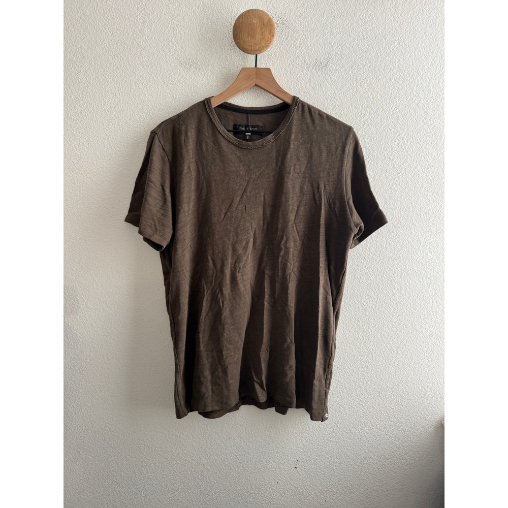 Rag & Bone Mens Brown Slub Cotton Crew Neck Short Sleeve Tshirt Size Medium
